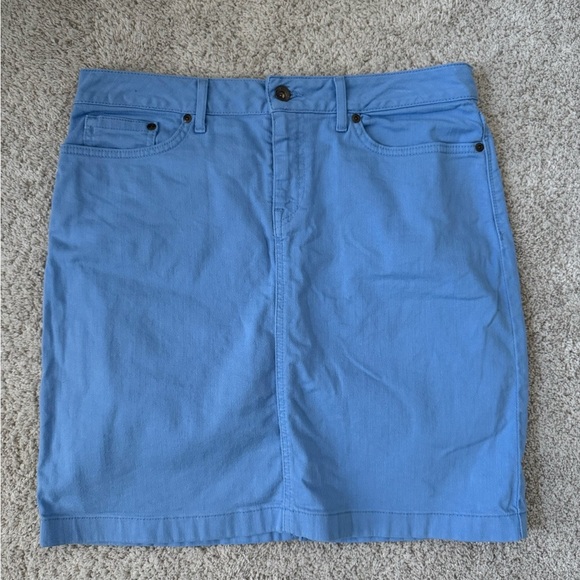 L.L. Bean Women's Blue Denim Knee Length Skirt - Picture 1 of 5